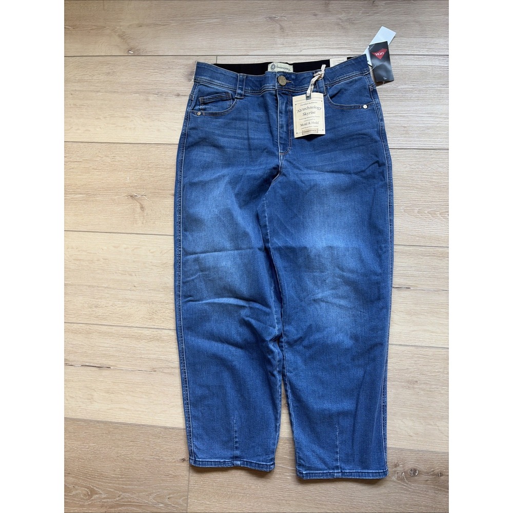 Democracy Ab Technology High Rise Jeans Size 12 Barrel Relaxed Split Hem Cropped